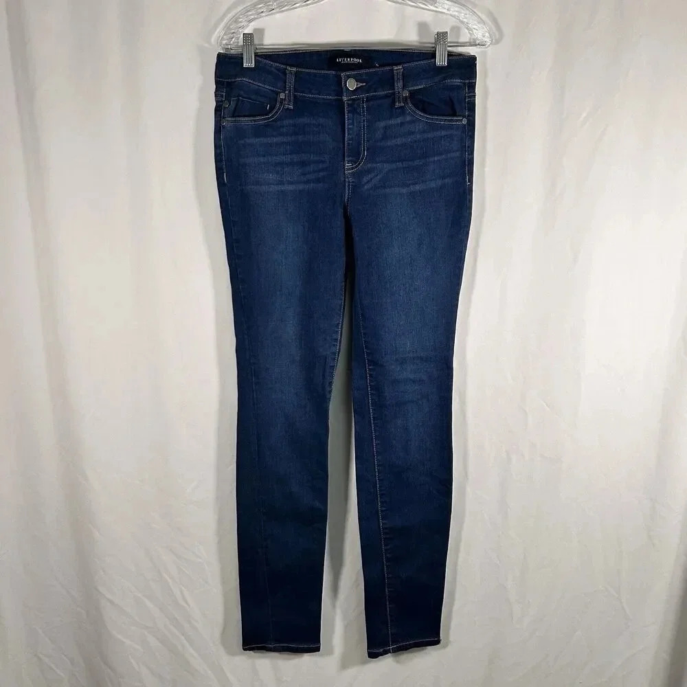 Liverpool Jeans Women's 30 Dark Blue Denim Mide Rise Inseam 30.5" Inseam